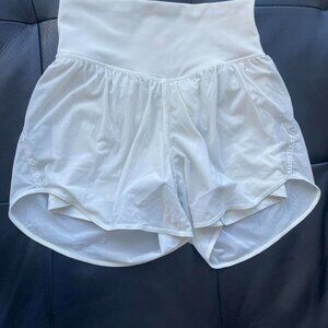 White/grey Lululemon high-rise shorts